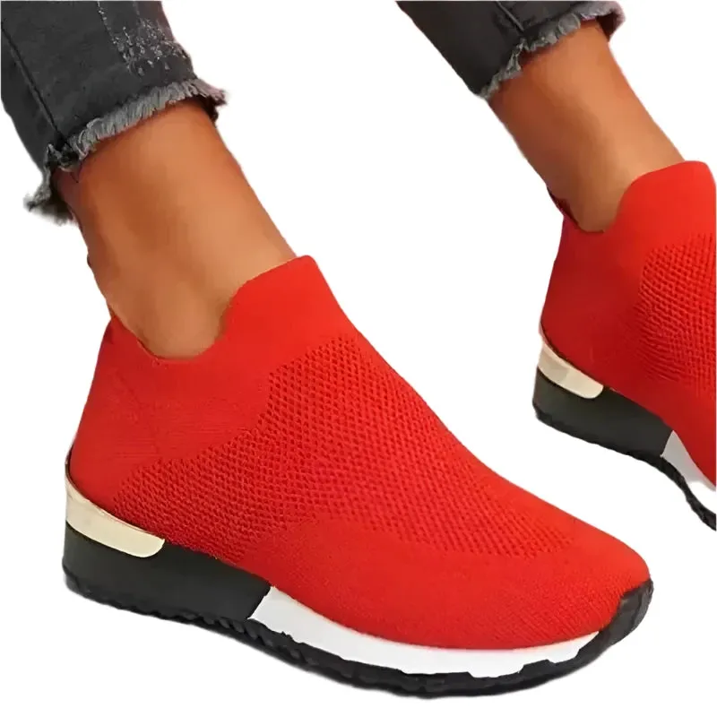 2024 Women's Breathable Mesh Slip-On Platform Sneakers – Fashionable Casual Flat Shoes