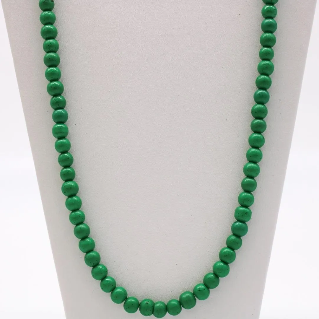 27" Green with Specks Glass Bead Necklace (Dozen)