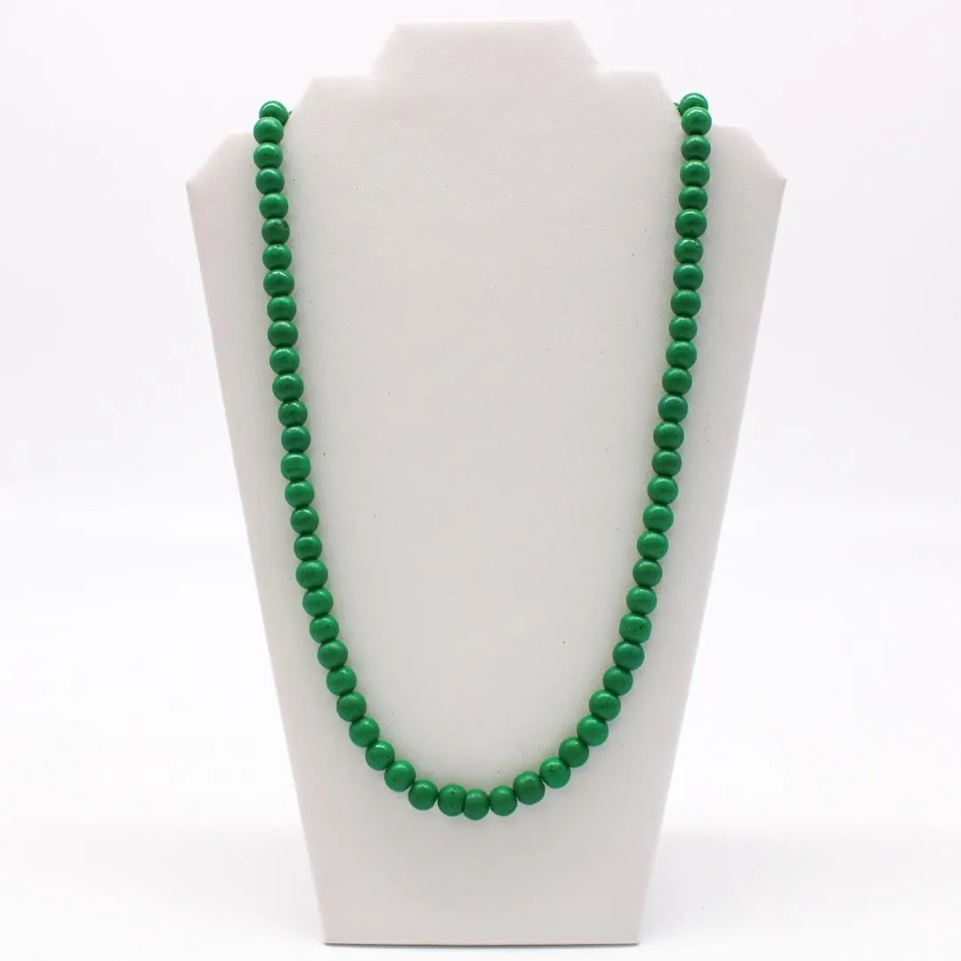 27" Green with Specks Glass Bead Necklace (Dozen)