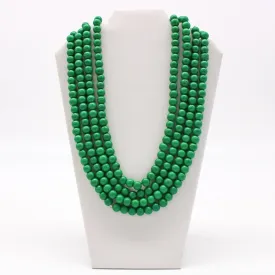 27" Green with Specks Glass Bead Necklace (Dozen)