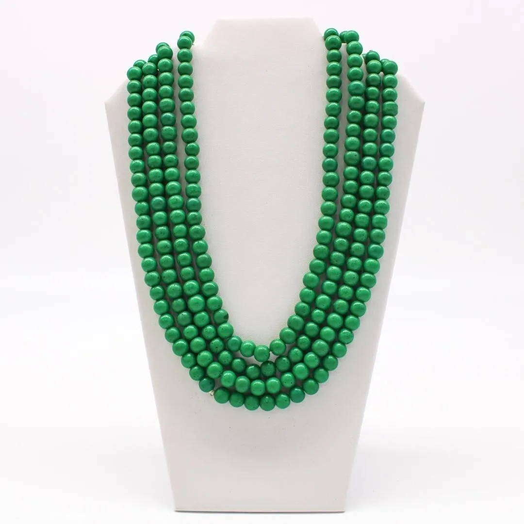 27" Green with Specks Glass Bead Necklace (Dozen)
