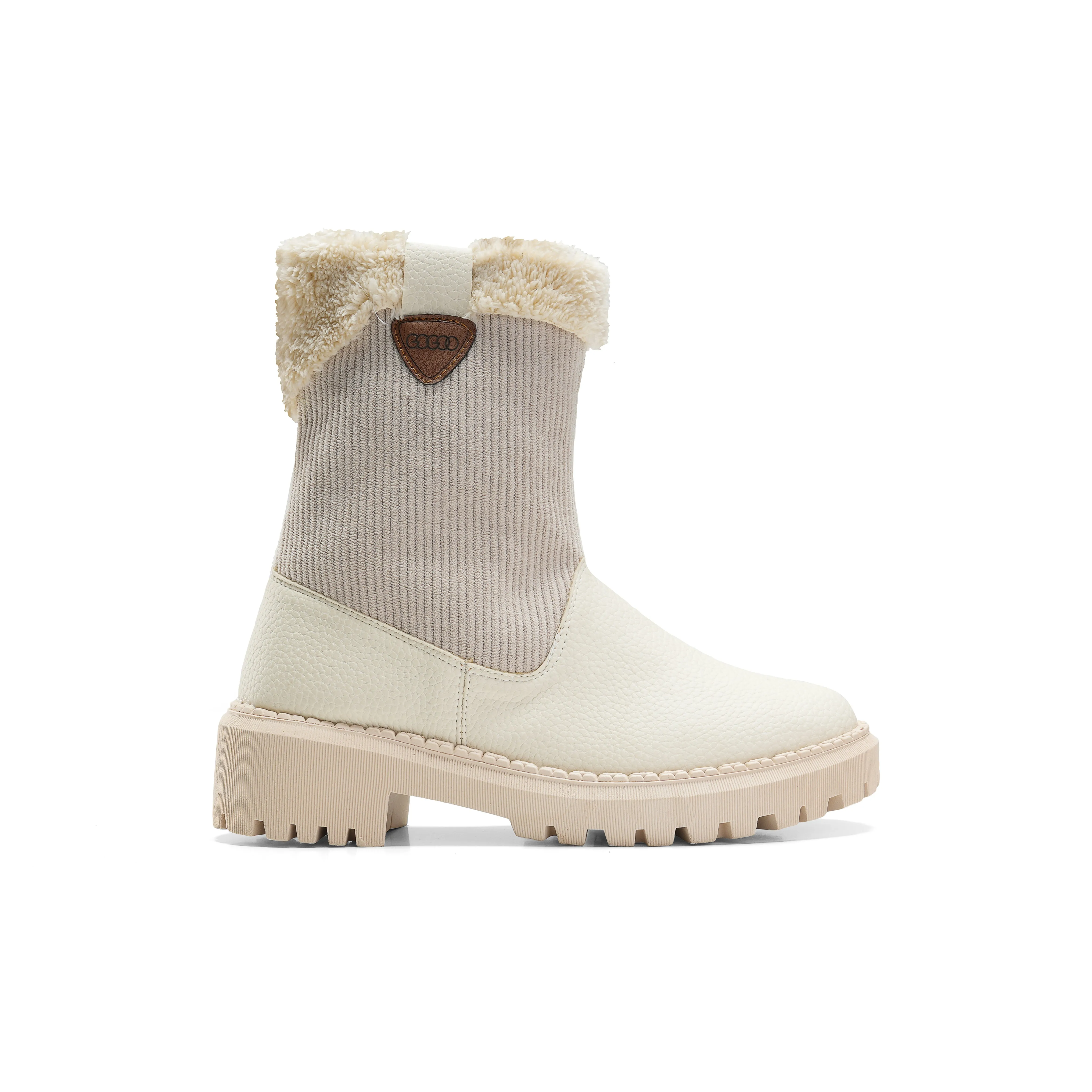 Classic Faux Fur-Lined Winter Boots- Beige