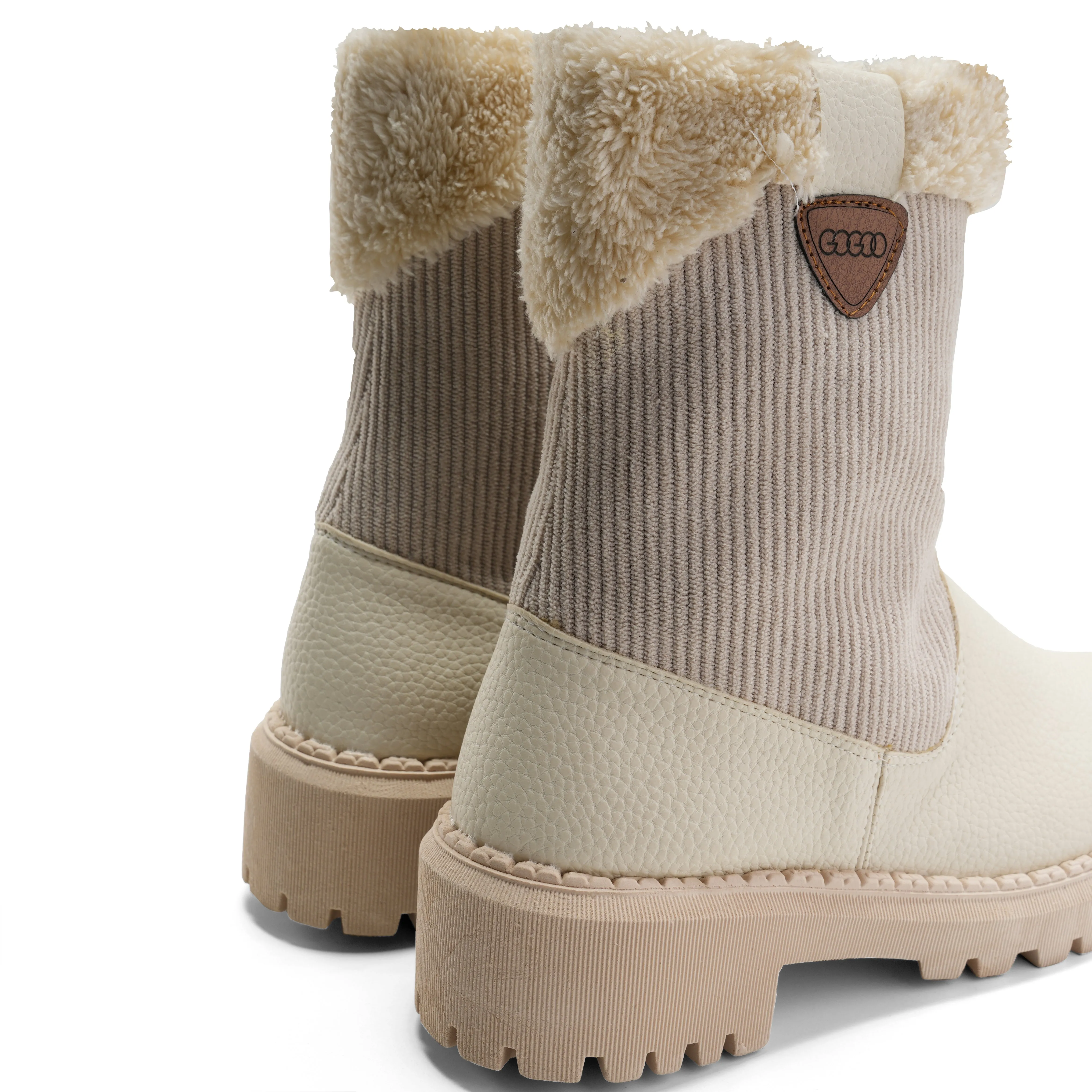 Classic Faux Fur-Lined Winter Boots- Beige