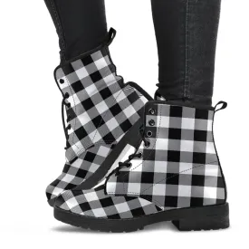 Combat Boots-Black and White Series 103, Vegan Leather