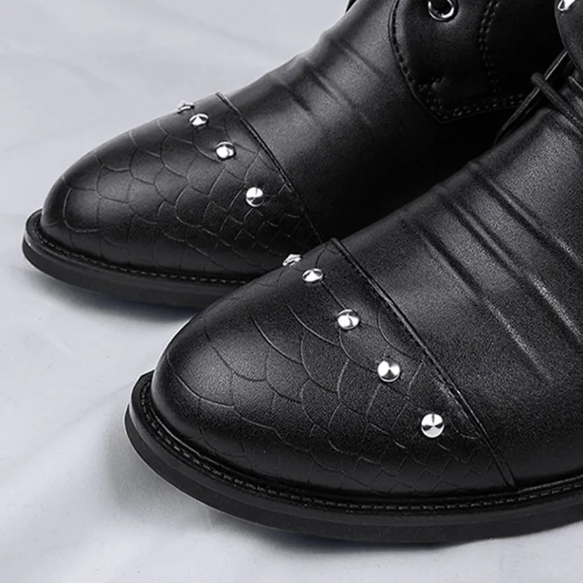 Funki Buys | Boots | Men's Leather Lace Up Buckle Strap Boots
