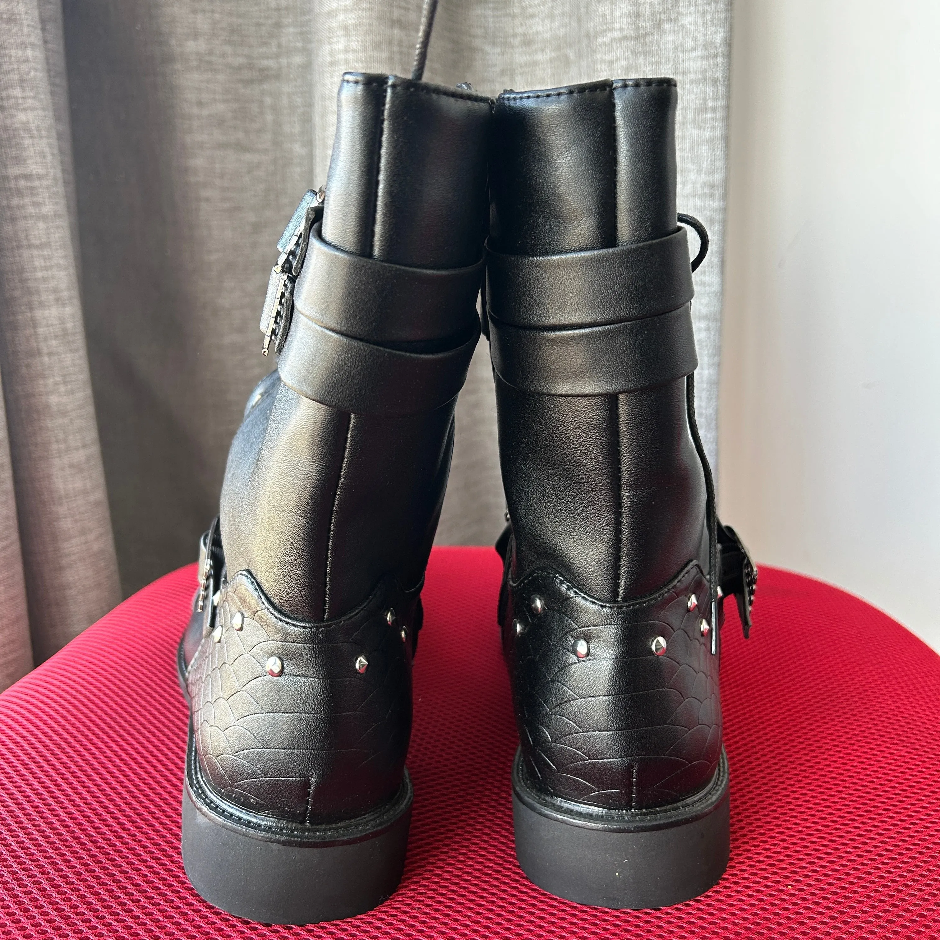 Funki Buys | Boots | Men's Leather Lace Up Buckle Strap Boots