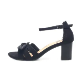 Gemo Mid-Heel Sandals Leather Black Colour For Women