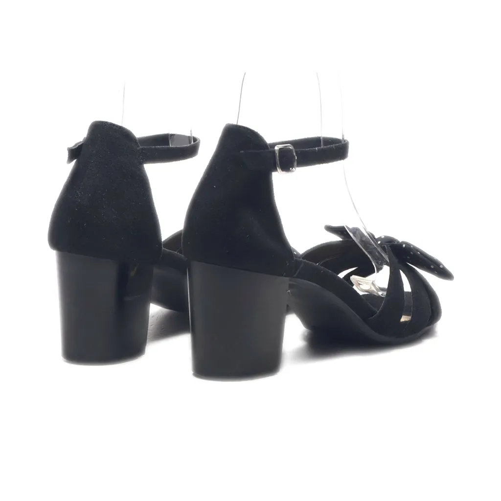 Gemo Mid-Heel Sandals Leather Black Colour For Women