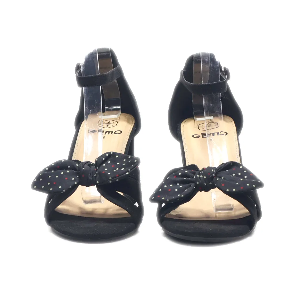Gemo Mid-Heel Sandals Leather Black Colour For Women