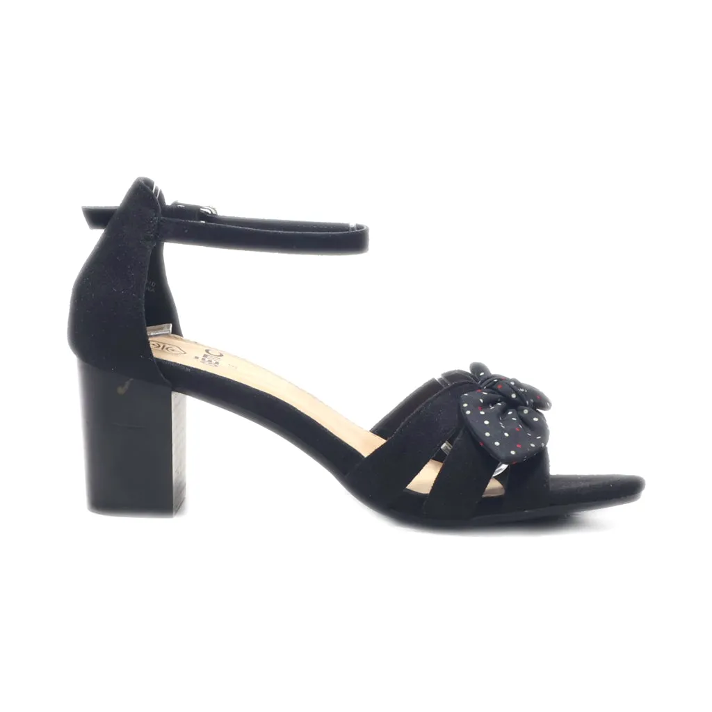 Gemo Mid-Heel Sandals Leather Black Colour For Women