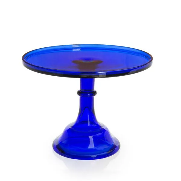 Glass Cake Plate - 12in Cobalt