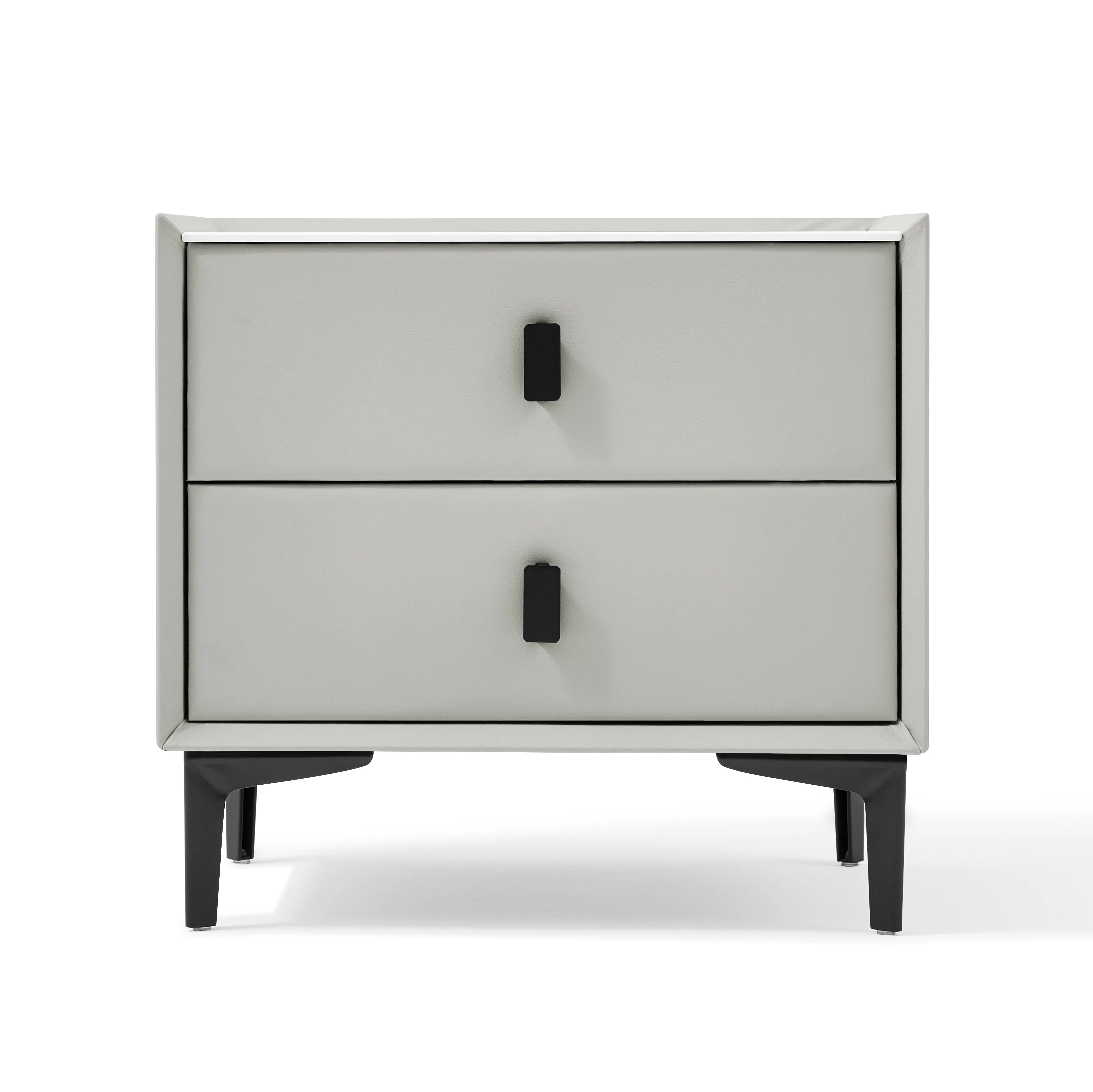 LISETTE Grey Nightstand with Two Drawers