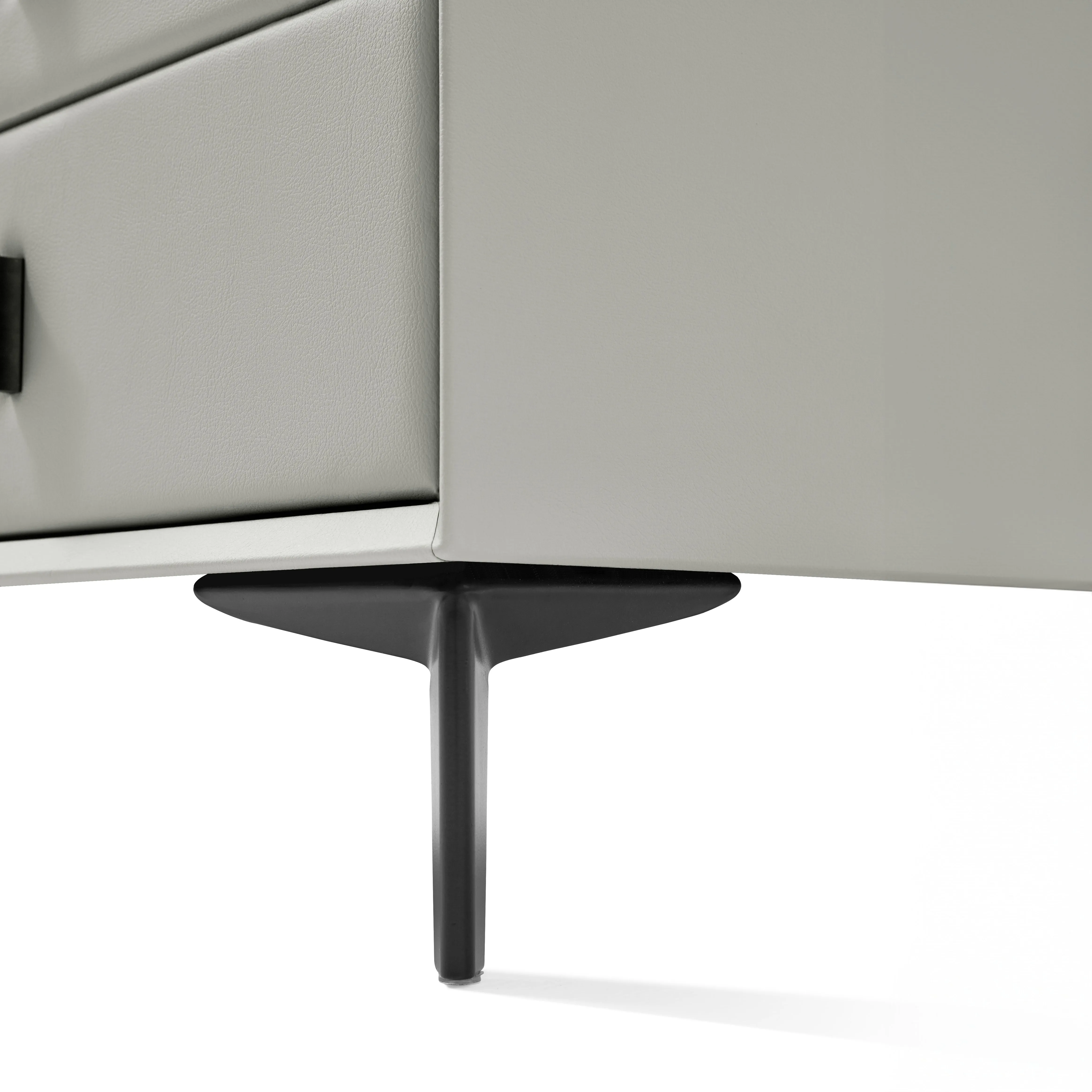 LISETTE Grey Nightstand with Two Drawers