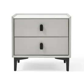 LISETTE Grey Nightstand with Two Drawers