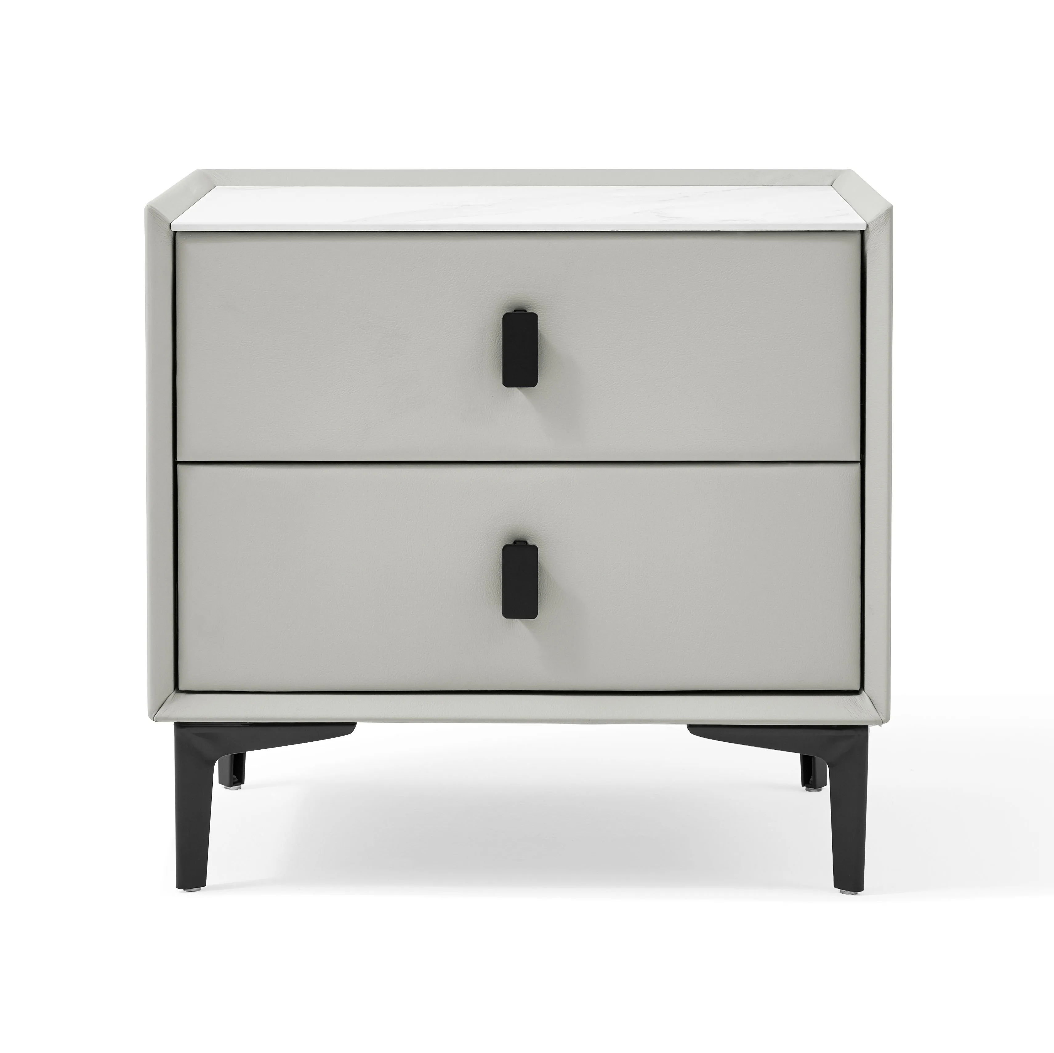 LISETTE Grey Nightstand with Two Drawers
