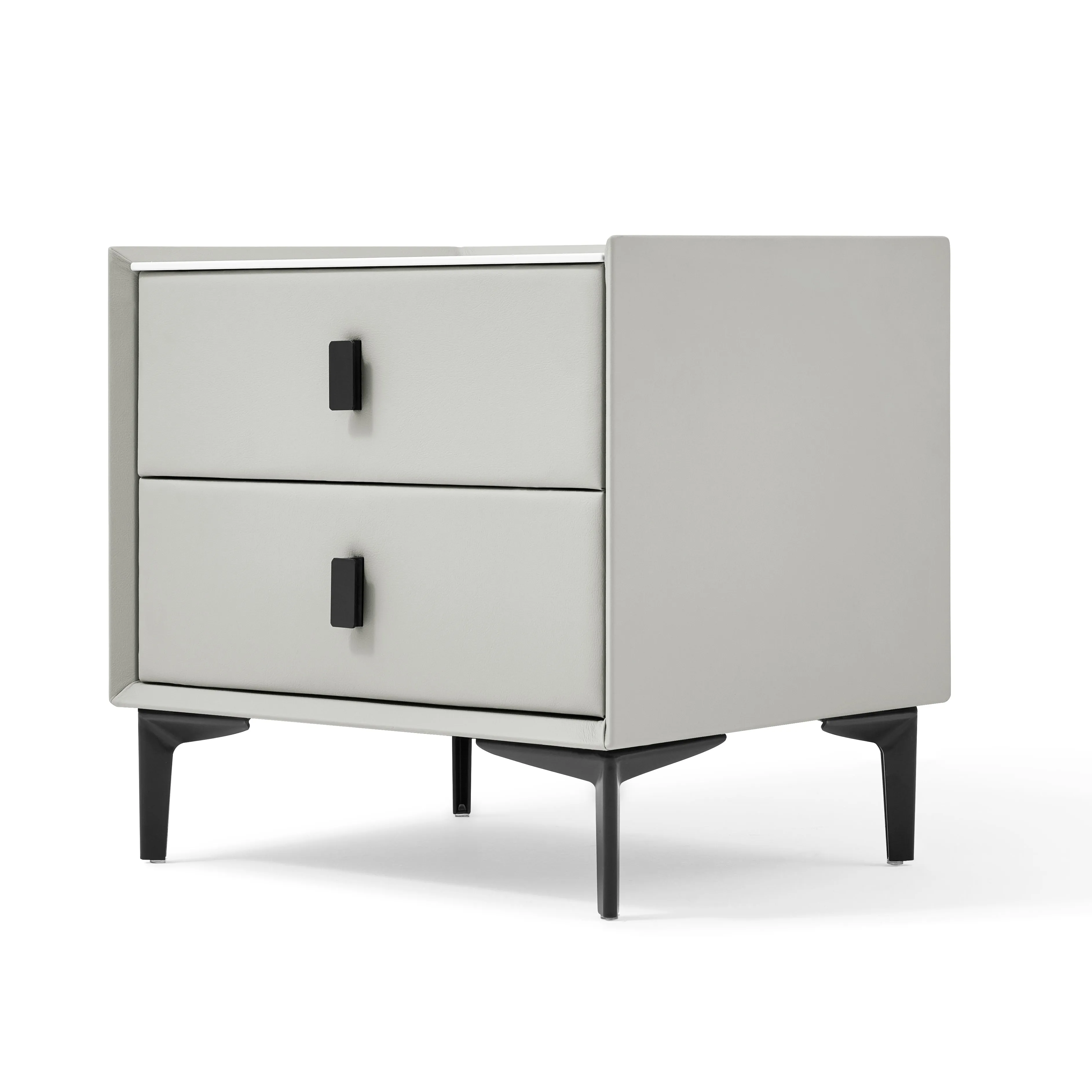 LISETTE Grey Nightstand with Two Drawers