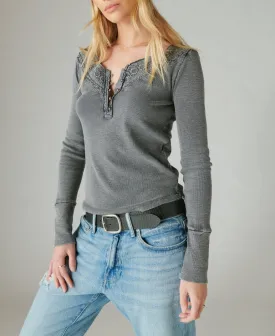 Lucky Brand Trim Mix Henley Top