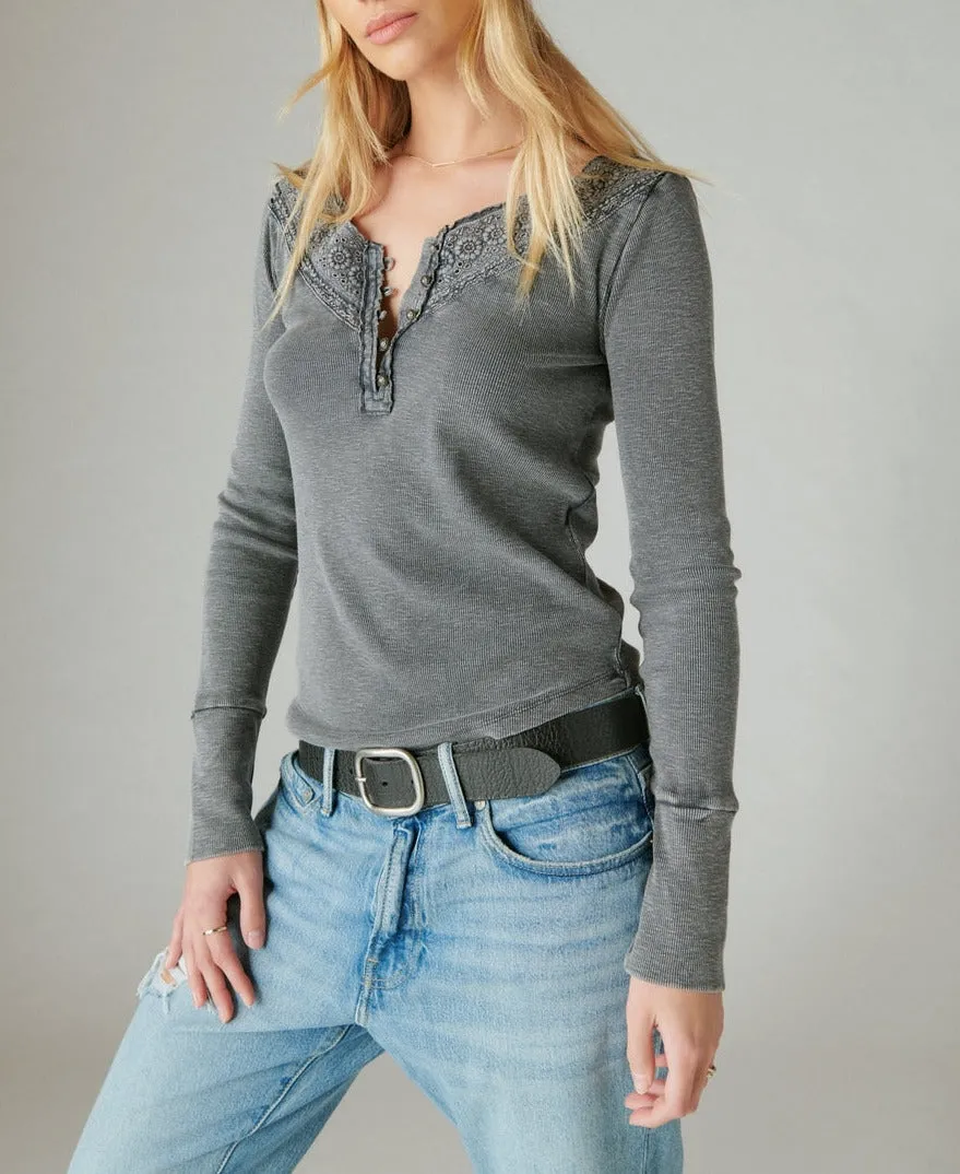 Lucky Brand Trim Mix Henley Top
