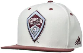Mls Colorado Rapids Team Logo Two Tone Flat Brim Snapback Hat, One Size, White