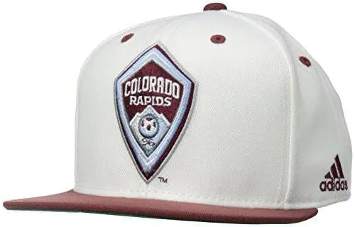 Mls Colorado Rapids Team Logo Two Tone Flat Brim Snapback Hat, One Size, White
