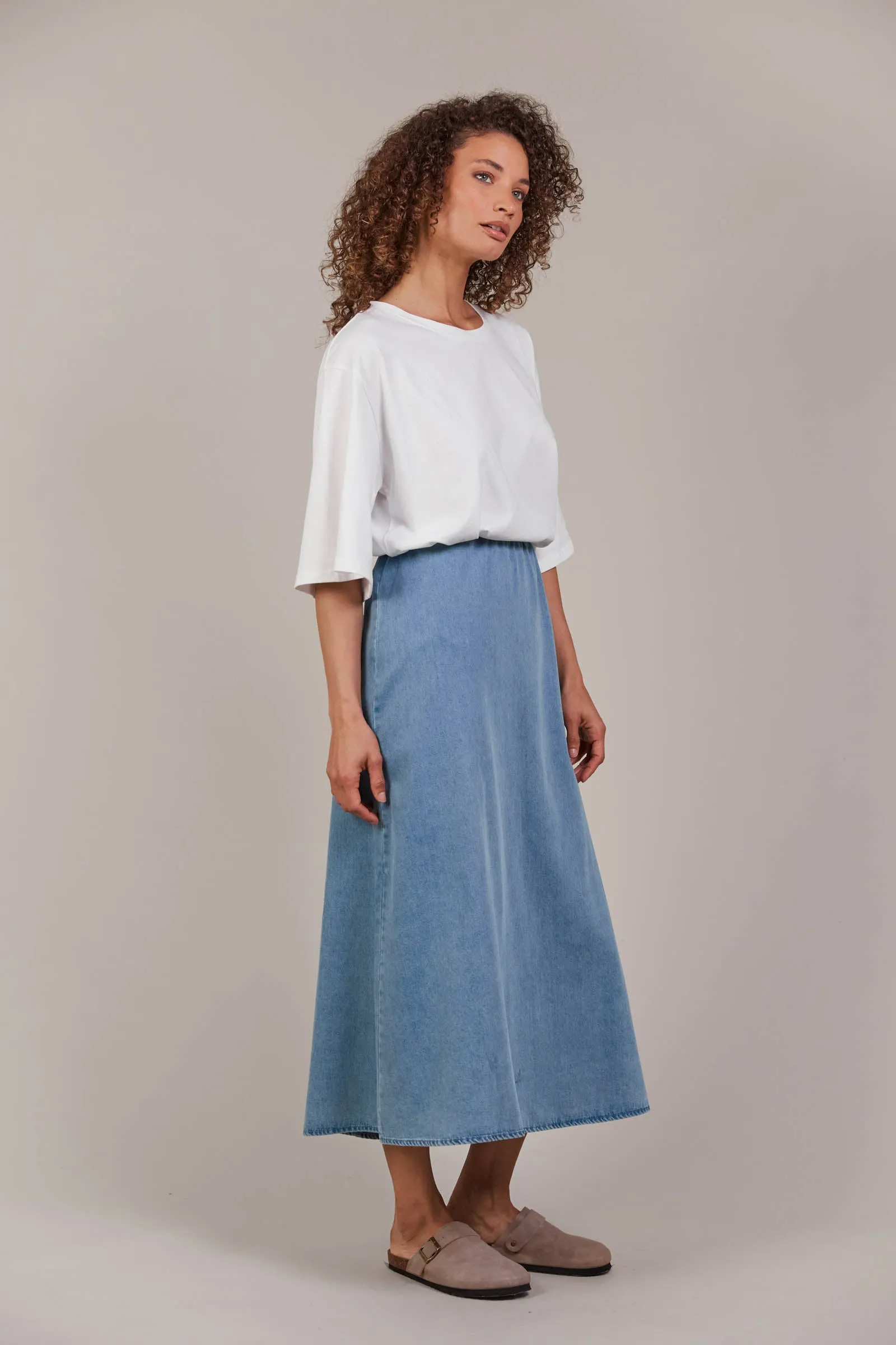 Pepi Denim Midi Skirt - Denim