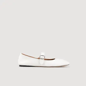 Sixties Shiny Leather Ballet Flats White