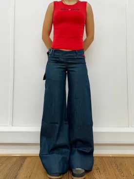 the roman trouser in navy denim