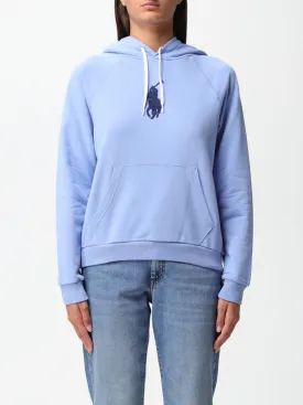Women's Brand Logo Embroidered Hoodie,Blue